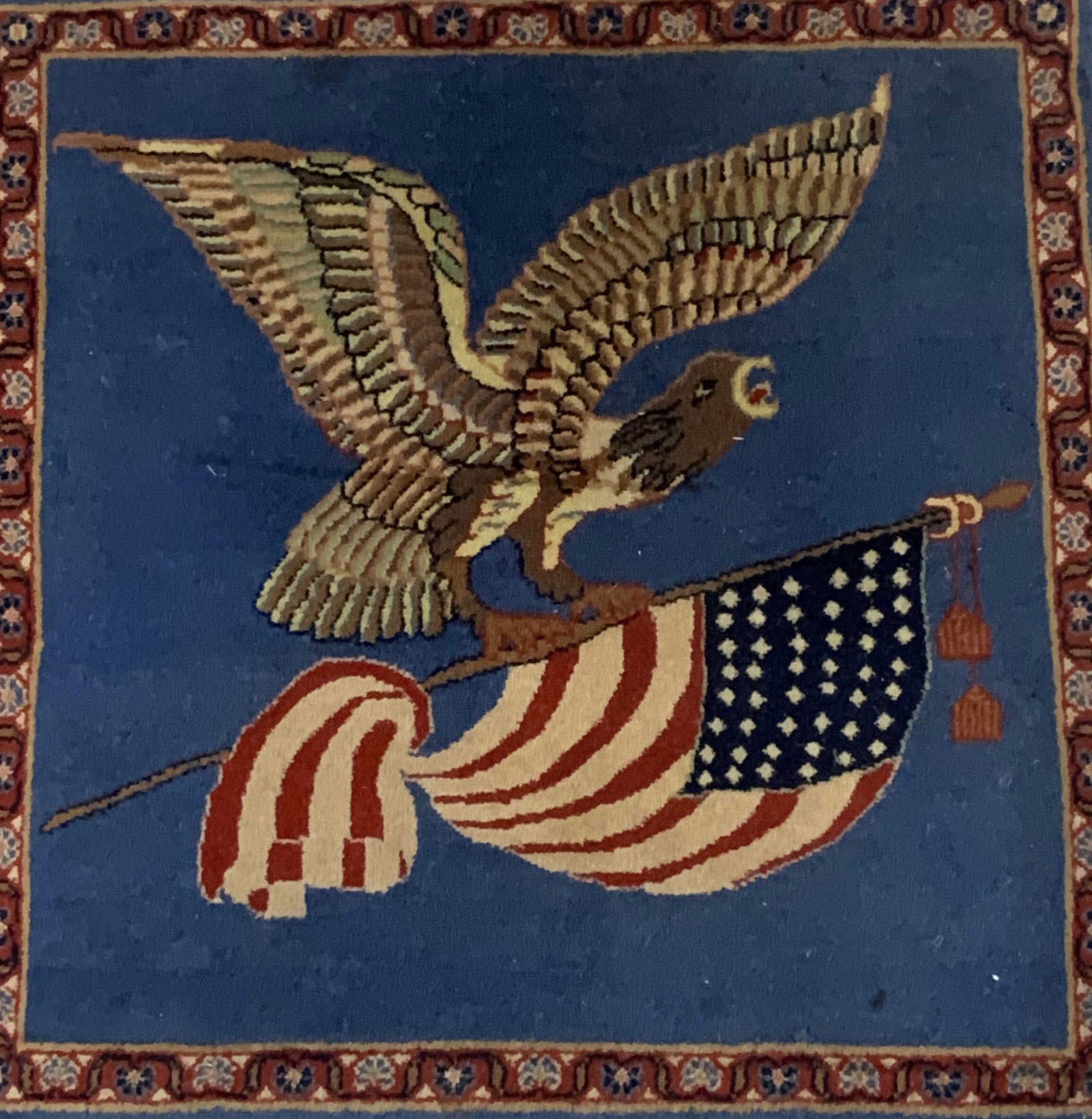 Vintage Eagle Clutching Flag Accent Rug, Americana (1 of 9)