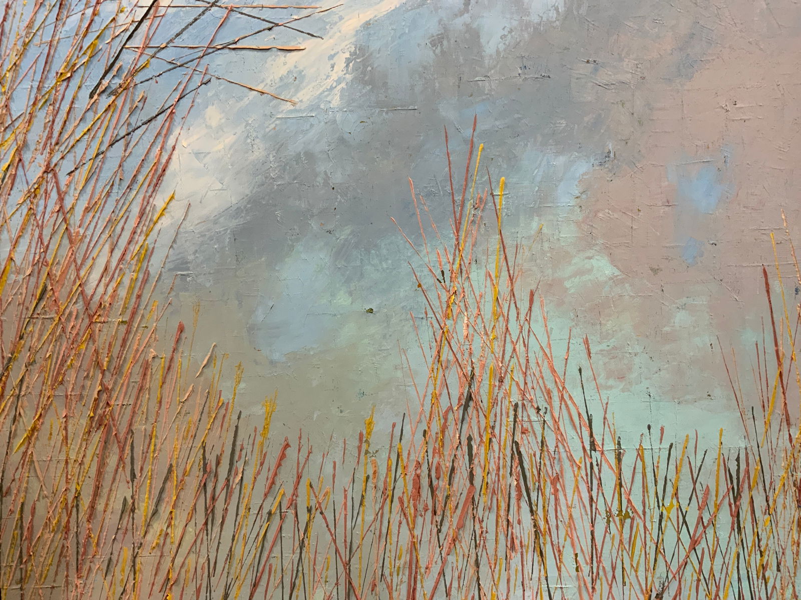 Framed Tall Grass Abstract Landscape Oil Painting (1 of 10)