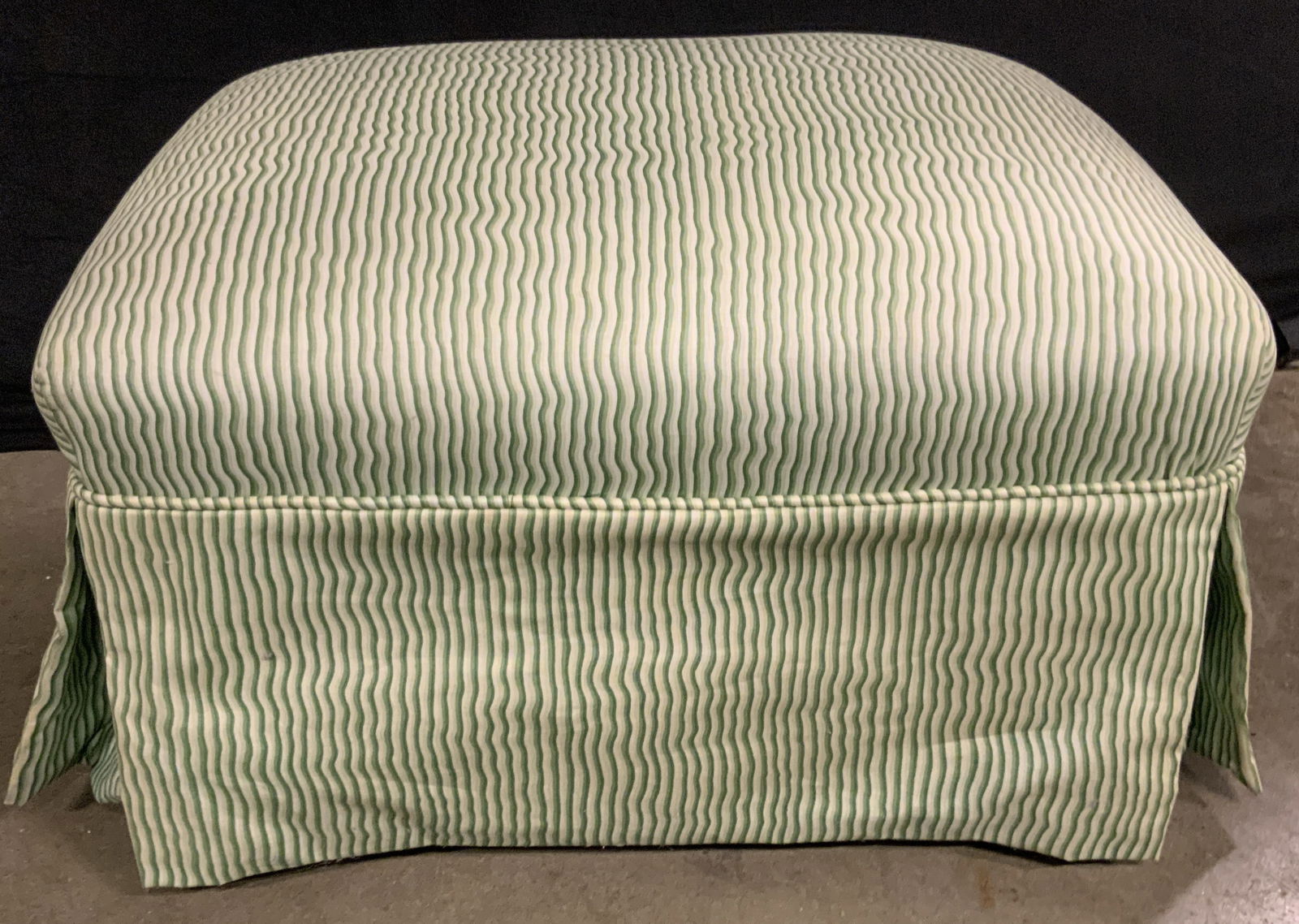 Vintage Green Striped Upholstered Footrest (1 of 7)