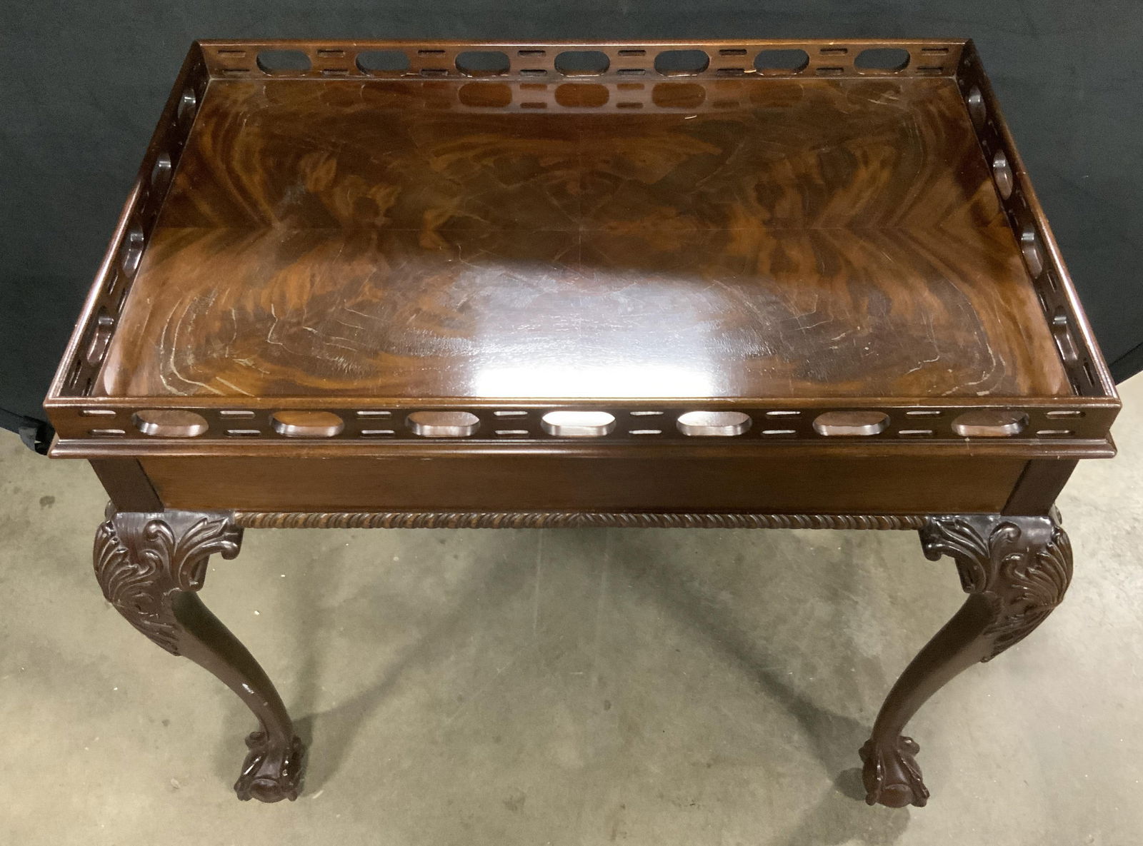 Chippendale Flame Mahogany Ball & Claw Tea Table (1 of 11)
