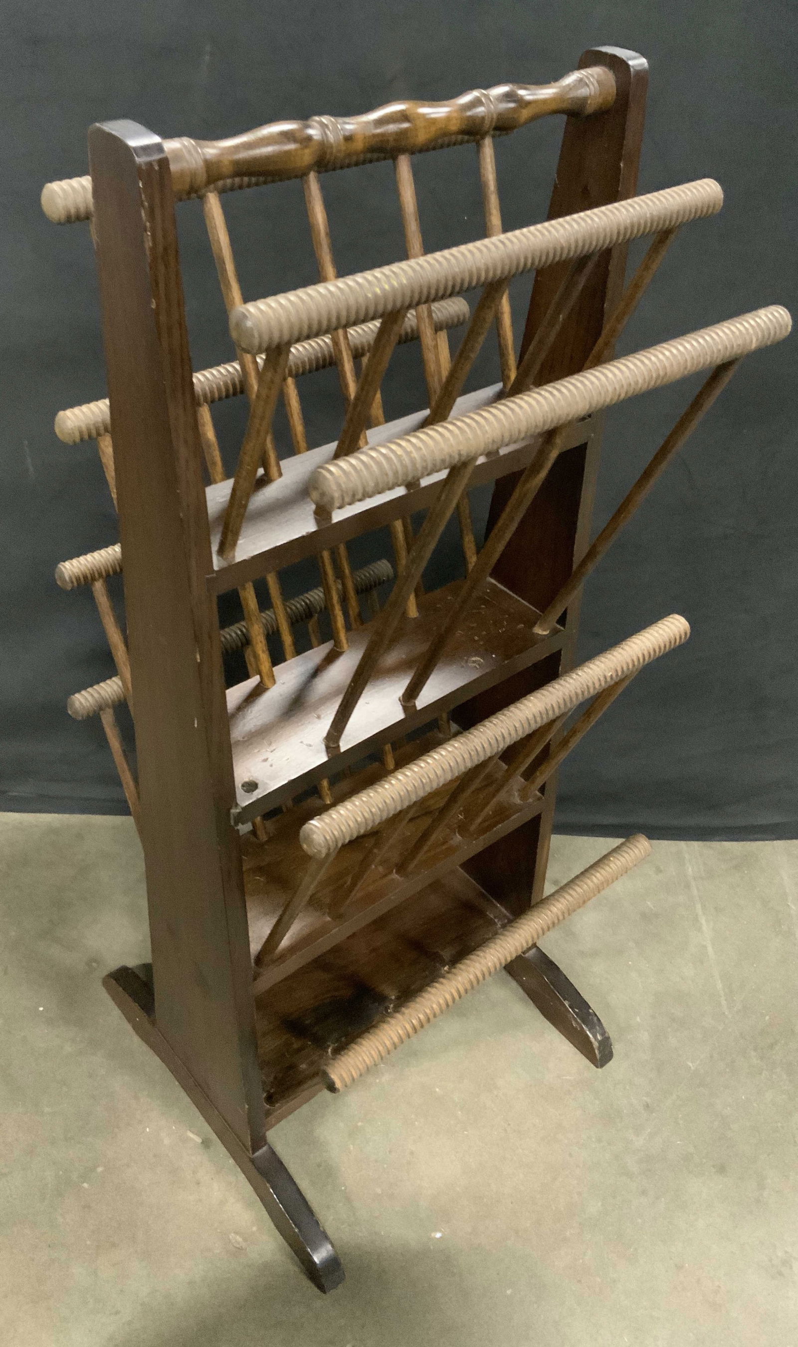 Vintage Multi-tiered Wood Spindle Magazine Rack (1 of 7)