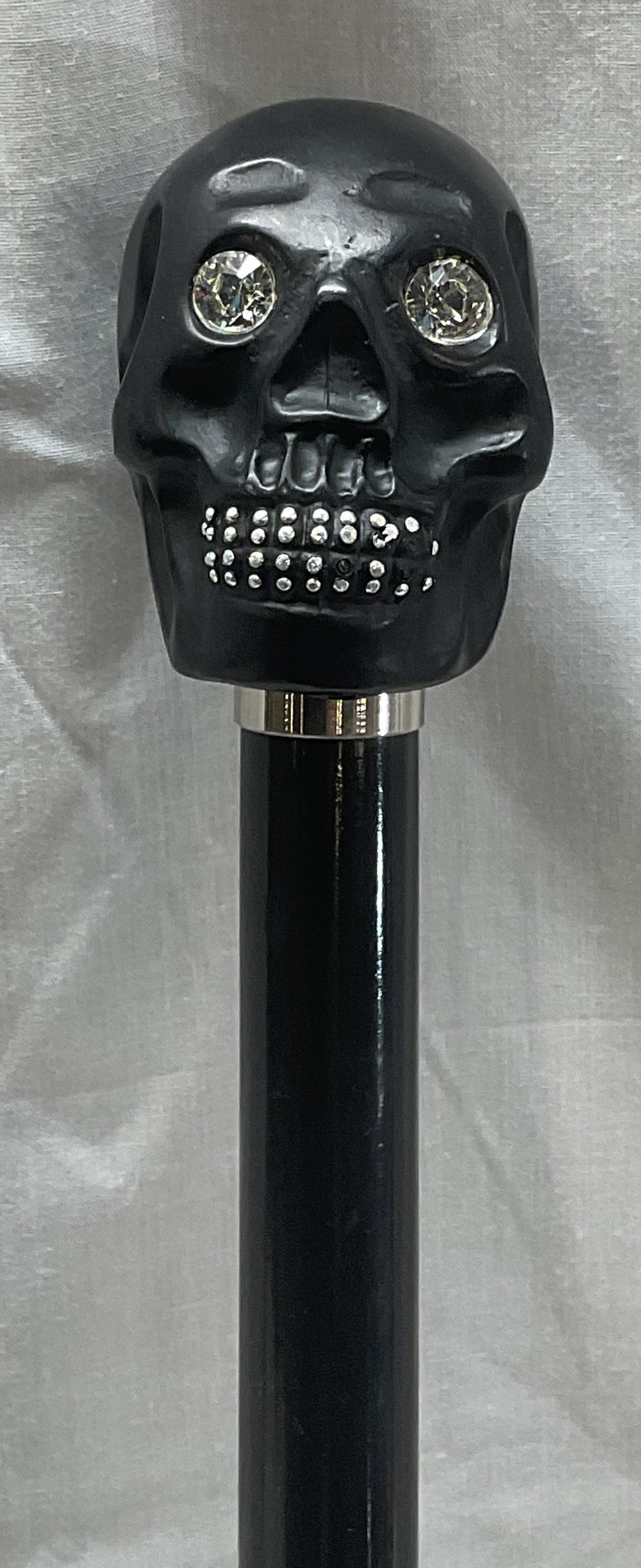 Black Crystal Skull Handle Walking Cane (1 of 6)
