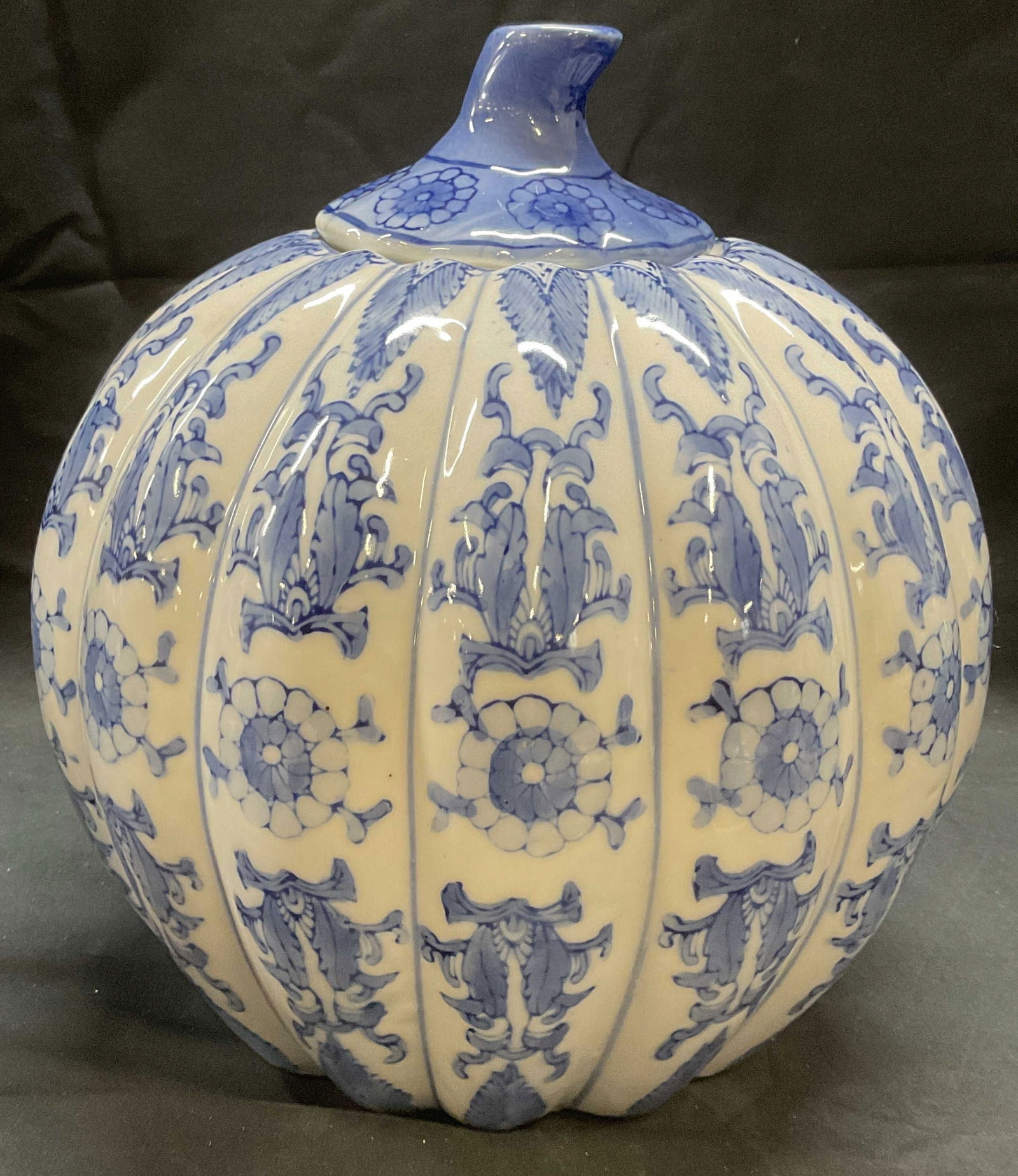 Blue & White Porcelain Pumpkin Vessel (1 of 6)