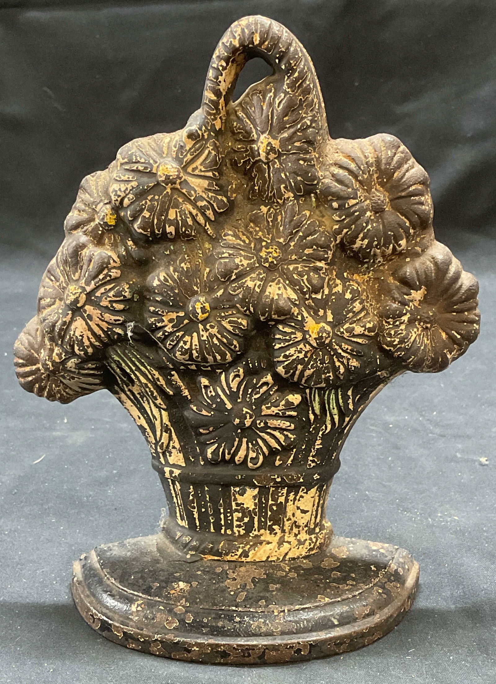 Vintage Cast Iron Flower Basket Door Stop (1 of 6)