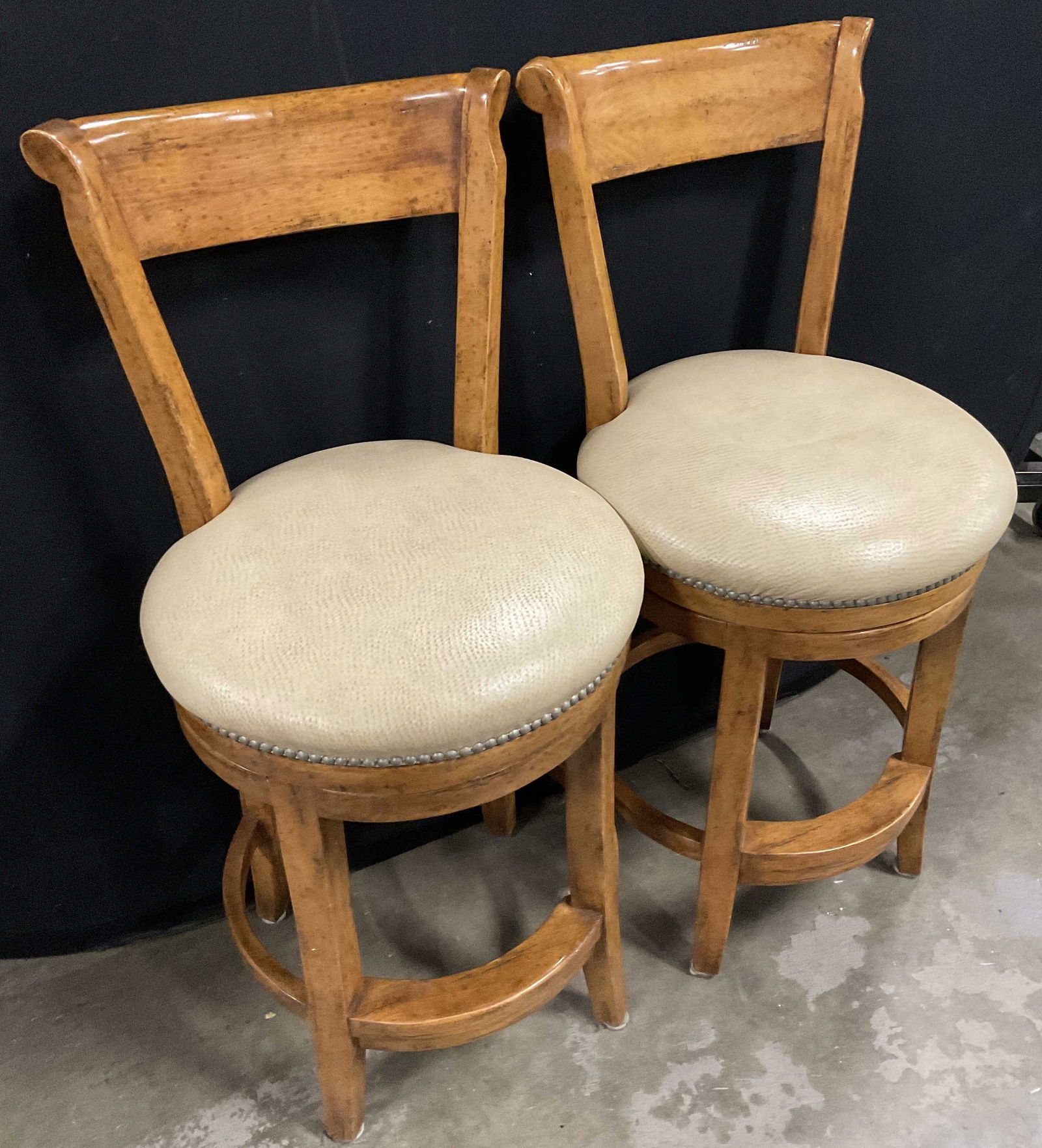 Pair Vintage Leather Swivel Counter Stools (1 of 10)