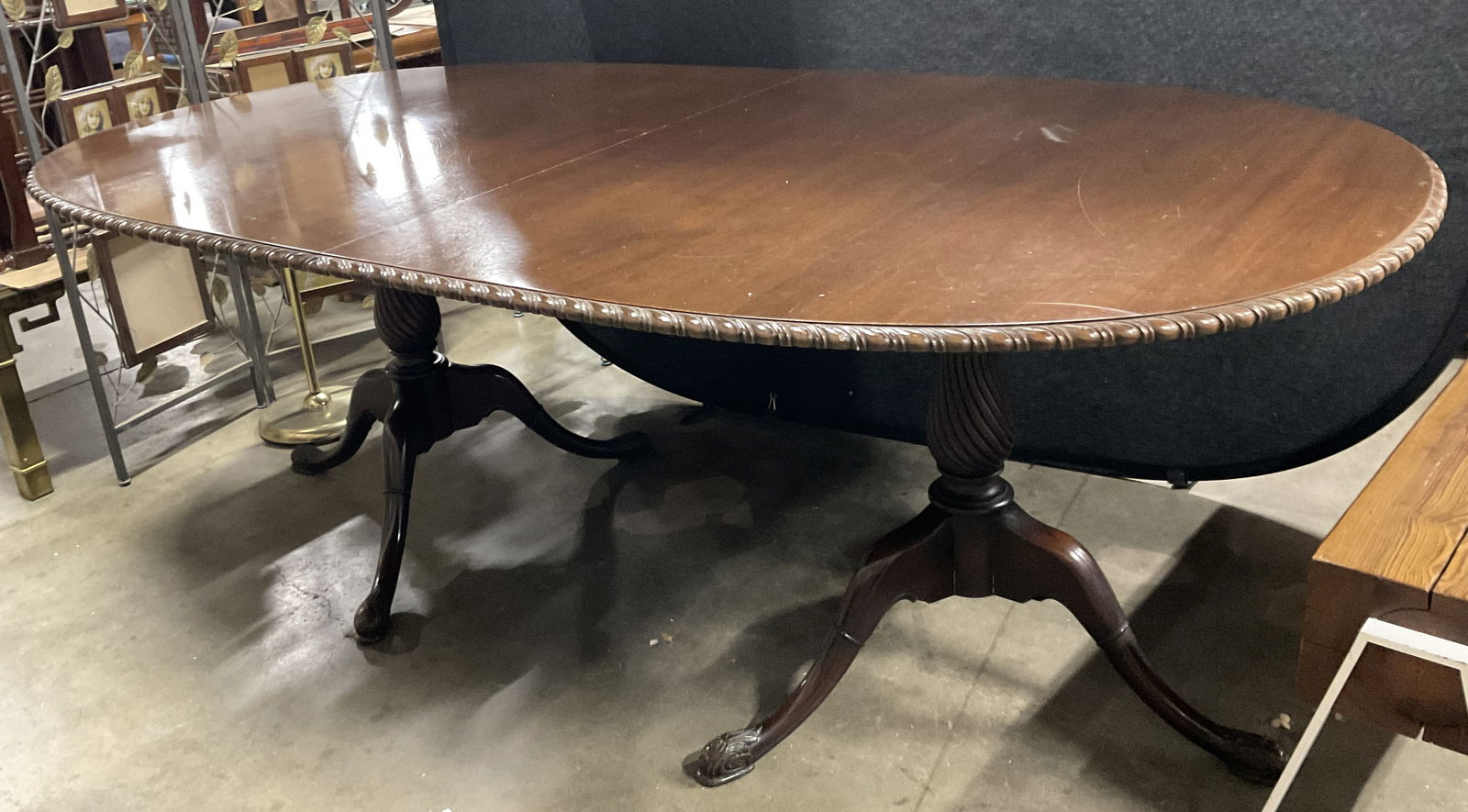 Vintage Carved Wood Double Pedestal Dining Table (1 of 15)