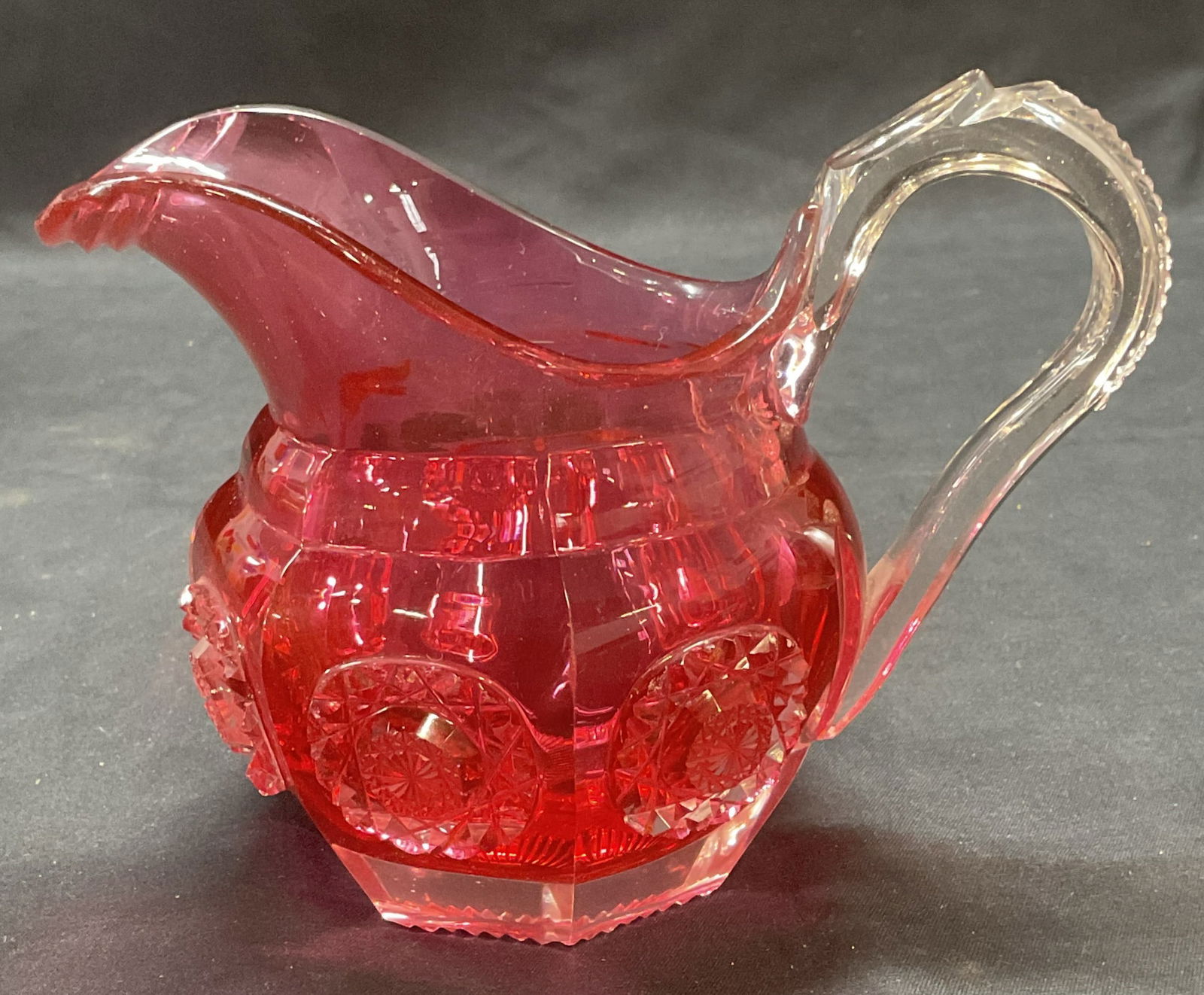 Vintage Hand Cut Ruby Red Crystal Creamer (1 of 7)