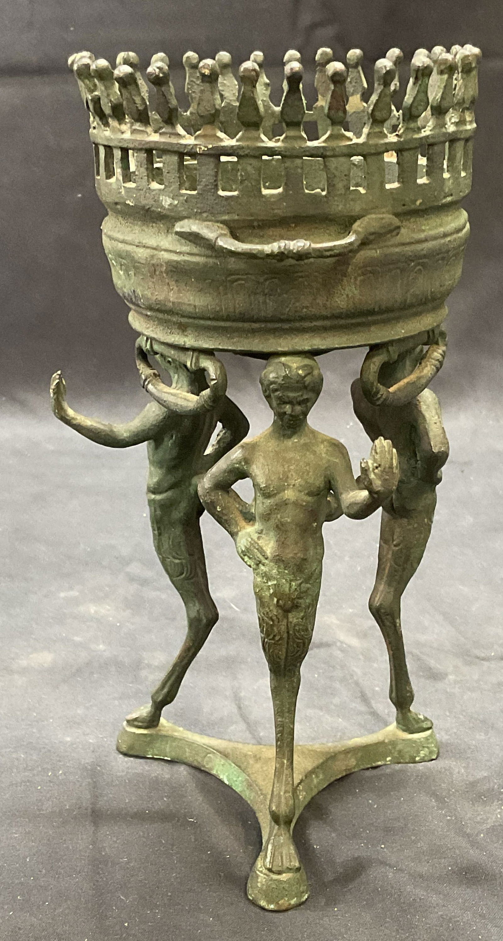 Vntg Signed Pompeian Style Bronze Brazier/Torchere (1 of 7)