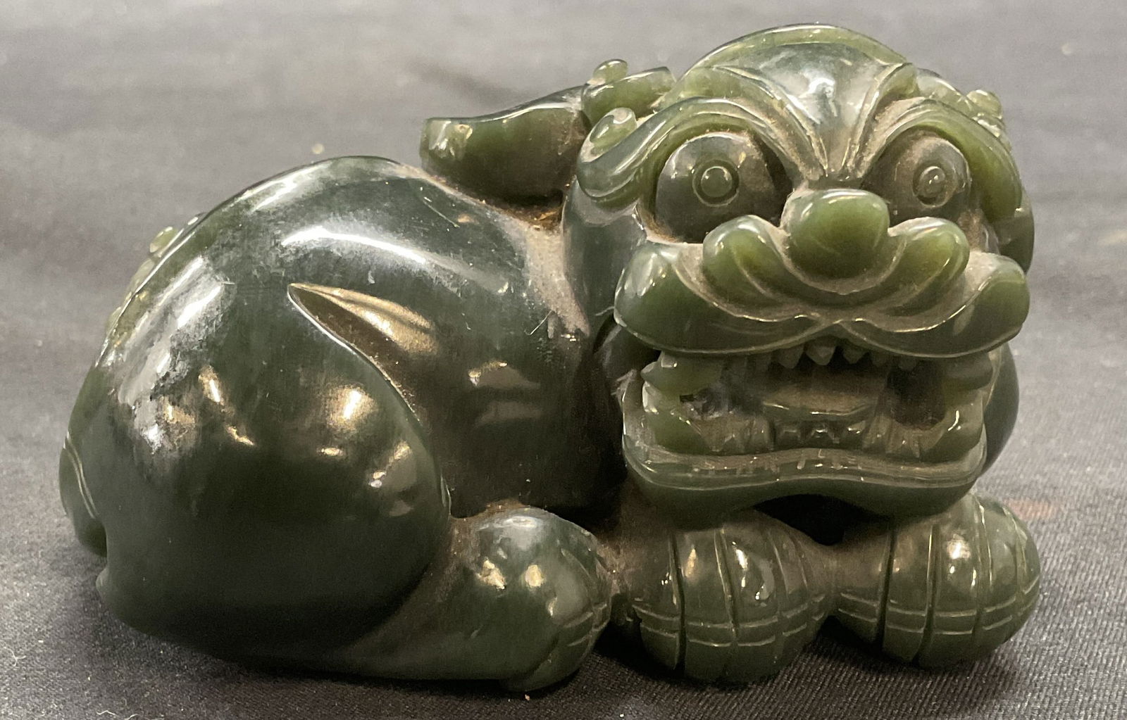 Carved Green Semiprecious Stone Foo Dog Figural (1 of 6)