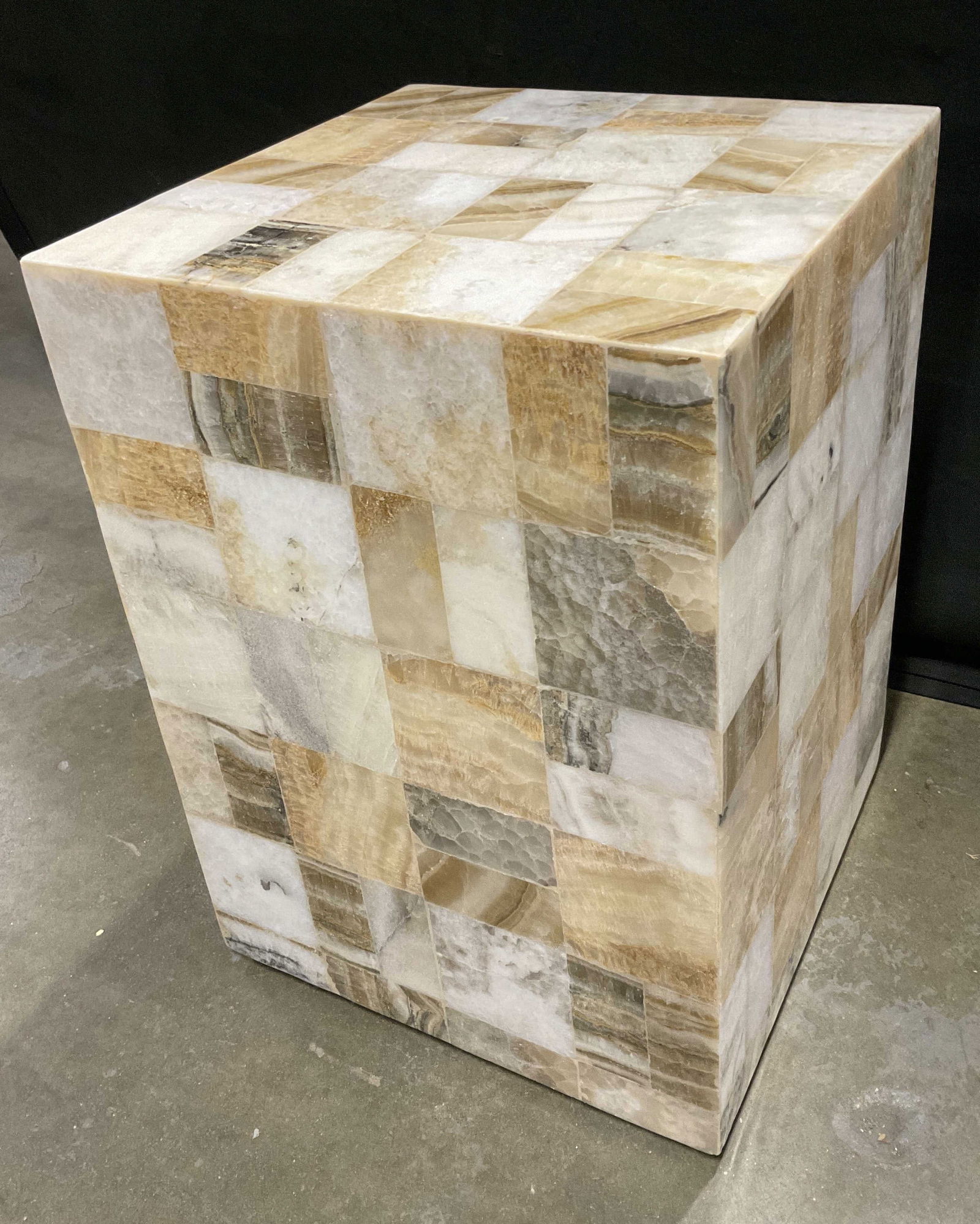 ETHAN ALLEN Geometric Multicolor Stone Side Table (1 of 14)