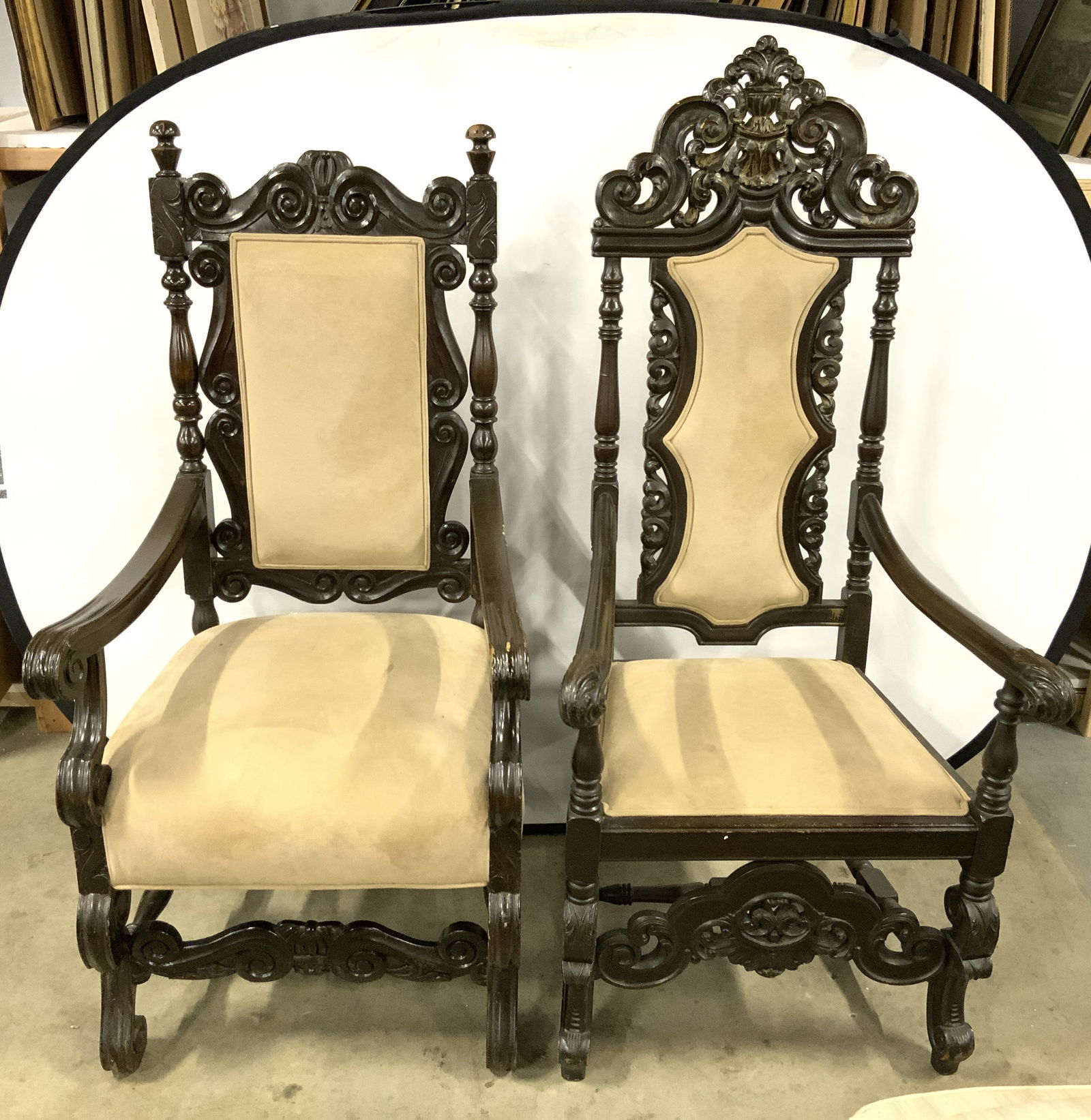 Lot 2 Jacobean Antq King & Queen His & Hers Chrs (1 of 12)