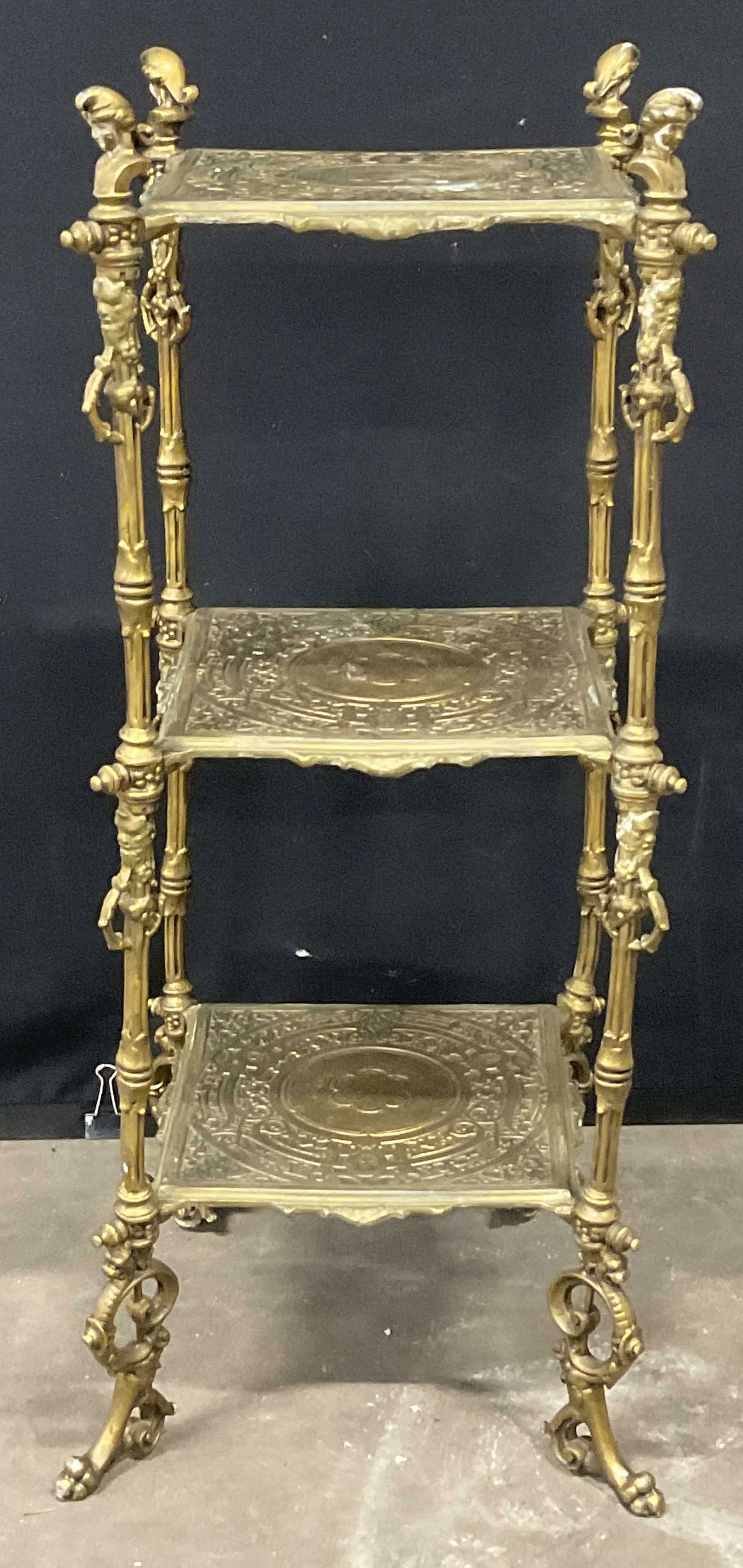 Antique Gilded Metal Figural Three Tiered Stand (1 of 10)