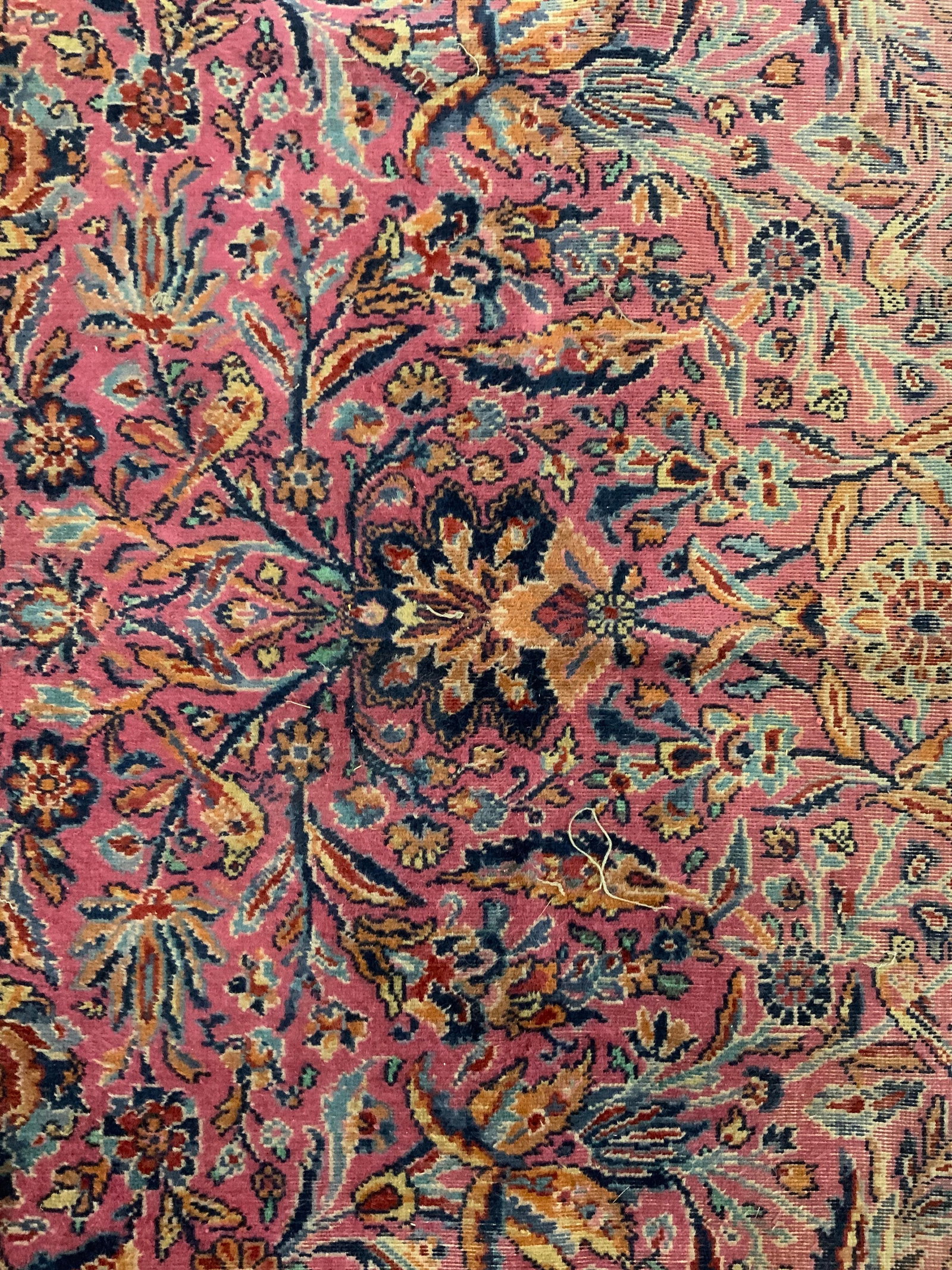 Antique Handmade Persian Wool Area Rug: Rug is handmade and wool. Piece has intricate multi toned geometric detail. Piece appears to be antique possibly vintage. Rug measures approximately 139 inches long 100 inches wide. Rug, carpet, area 