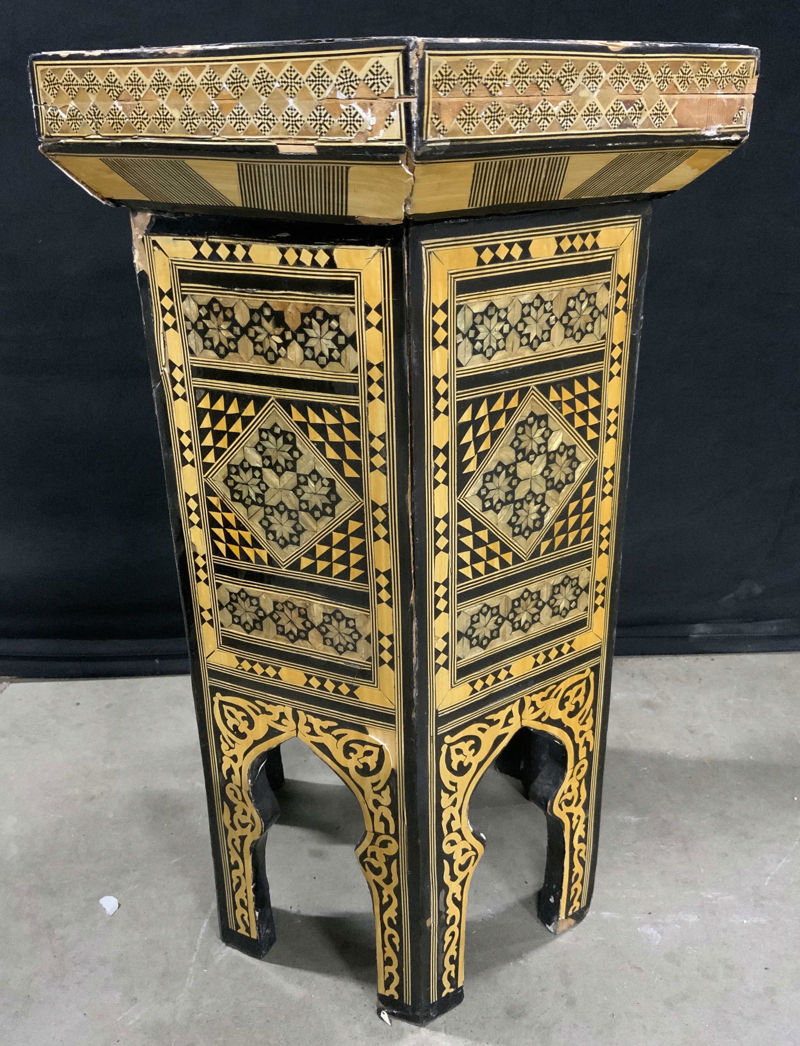 Vntg Inlaid Wood Moroccan Wooden Side Table (1 of 9)