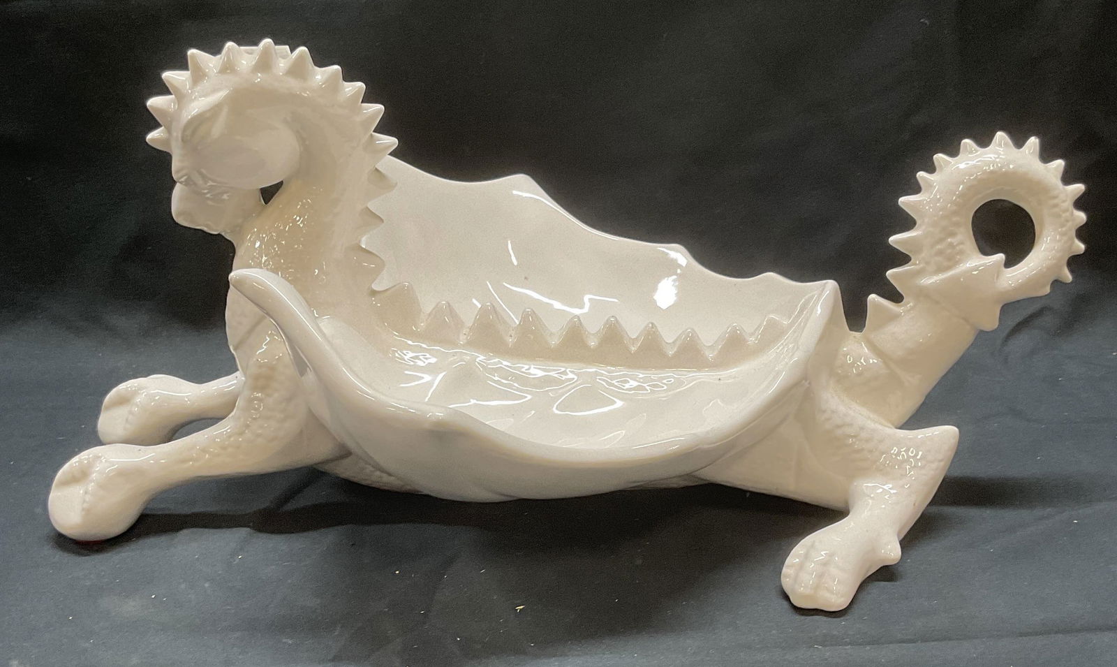 Vintage White Ceramic Dragon Bowl (1 of 9)