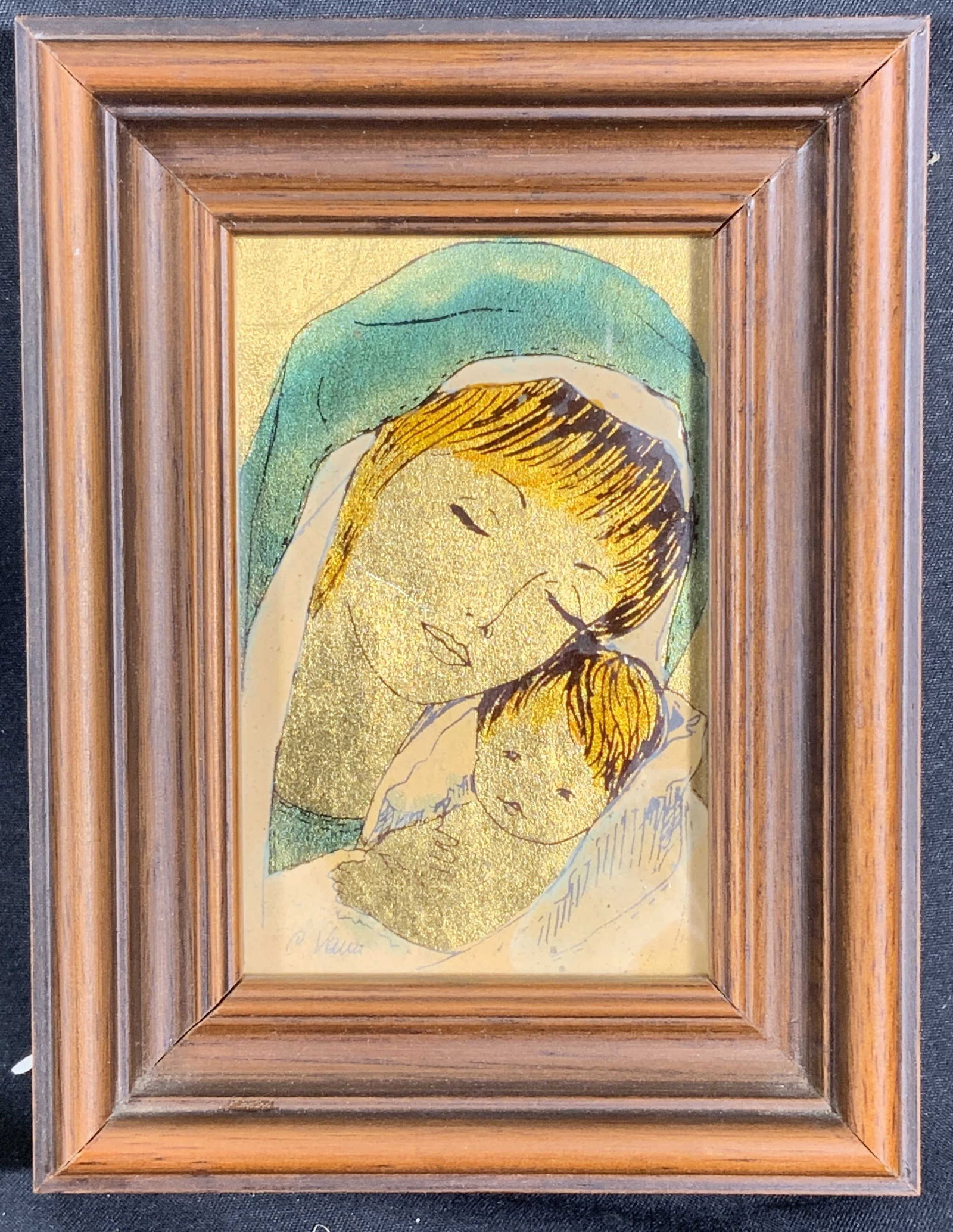 23 KT Hand Painted Gold Leaf Madonna & Child (1 of 7)