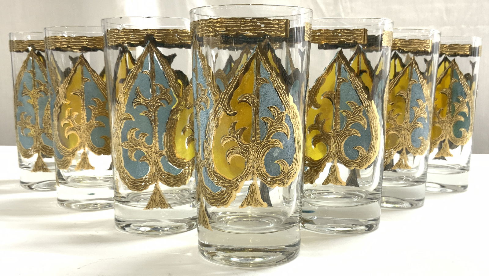 GEORGES BRIARD Vntg 1960s Set 8 Spades Glasses (1 of 8)