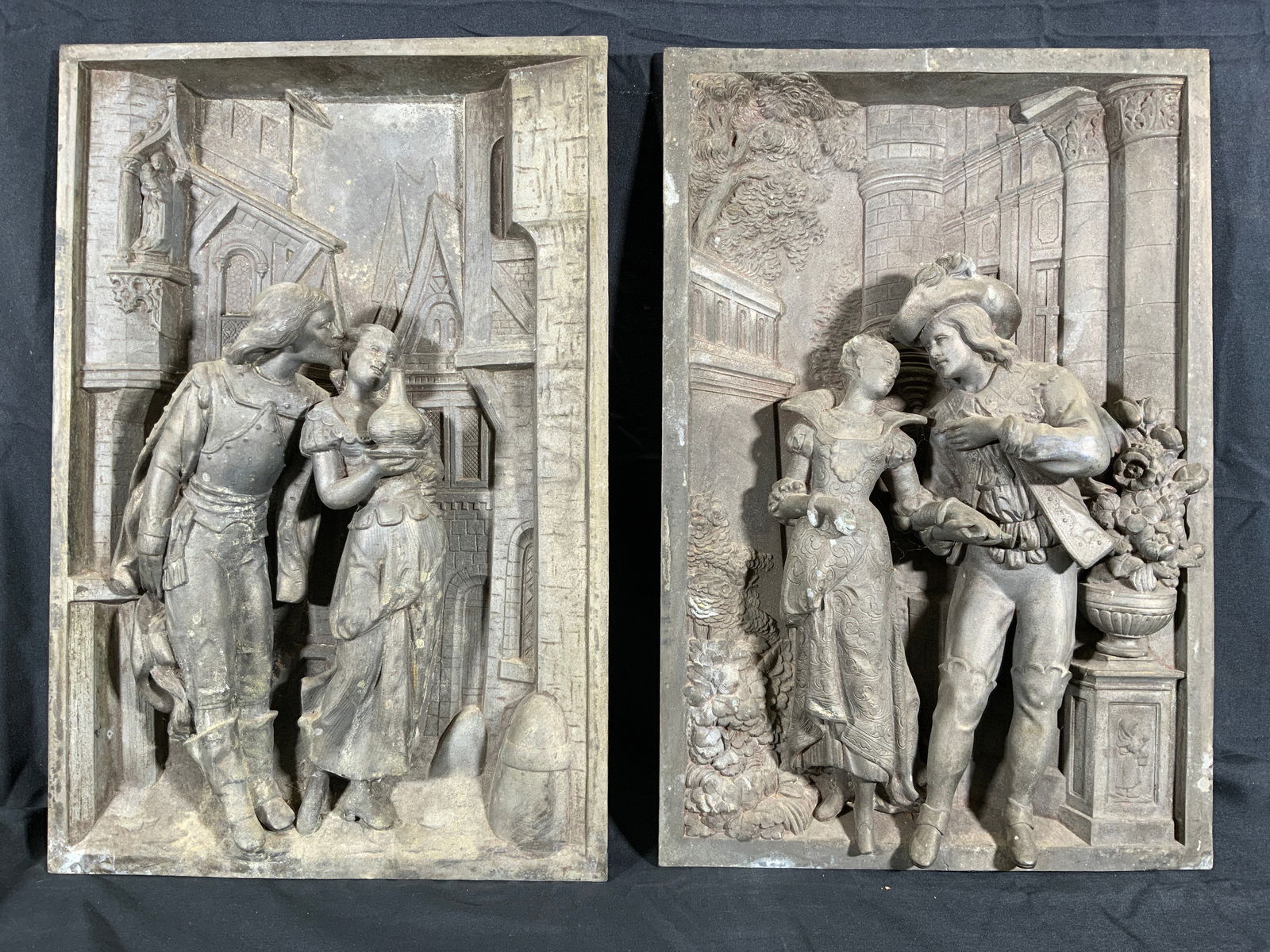Lot 2 Romantic Meetings Pewter Wall Plaques (1 of 15)