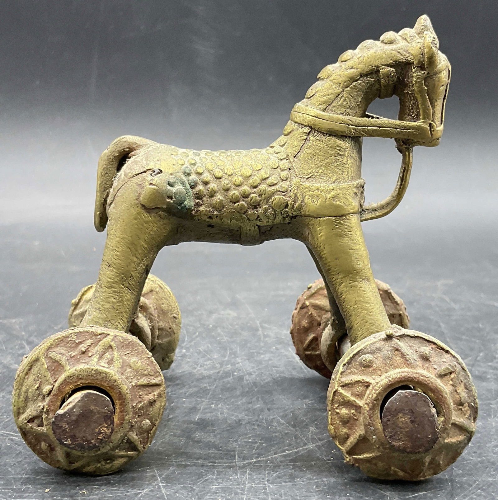 Vintage Handcrafted Brass Horse On Wheels (1 of 8)