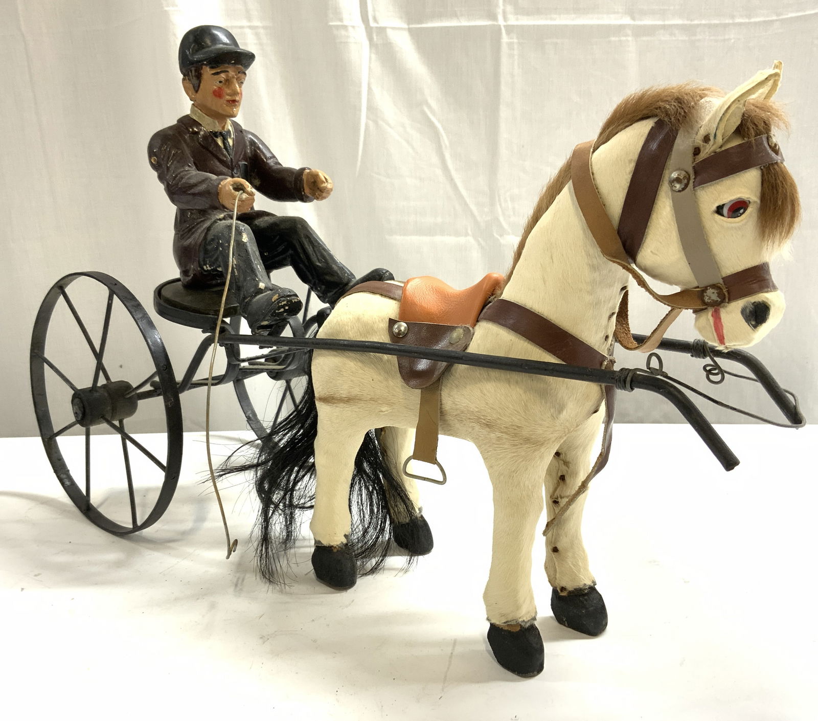 Antq Horseman & Carriage W Horse Figure (1 of 9)