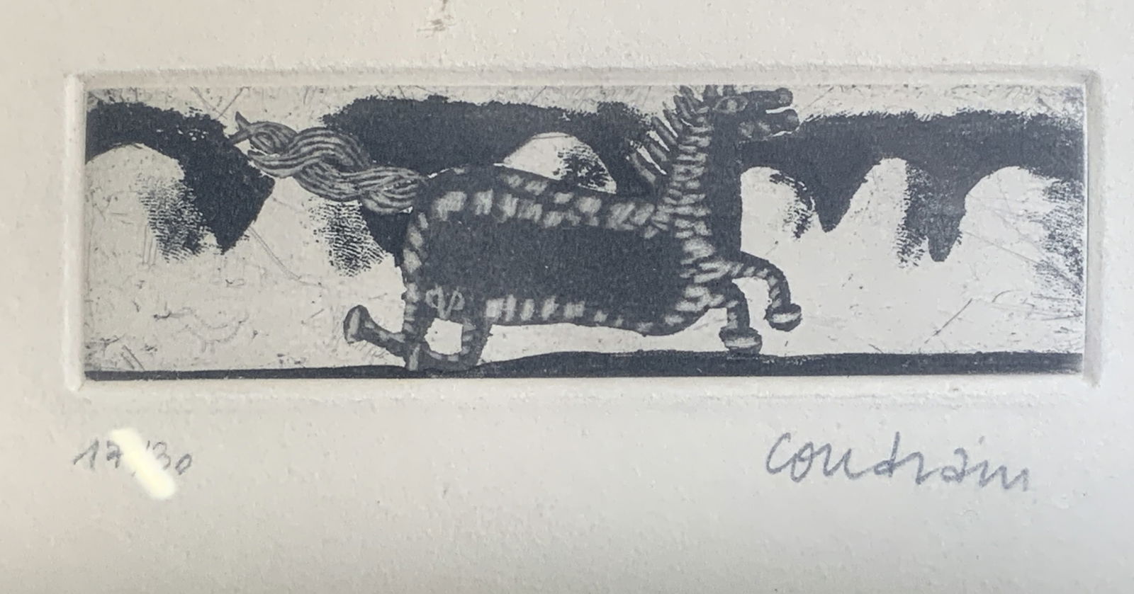 Signed Brigitte Coudrain Trotting Horse Lithograph (1 of 9)