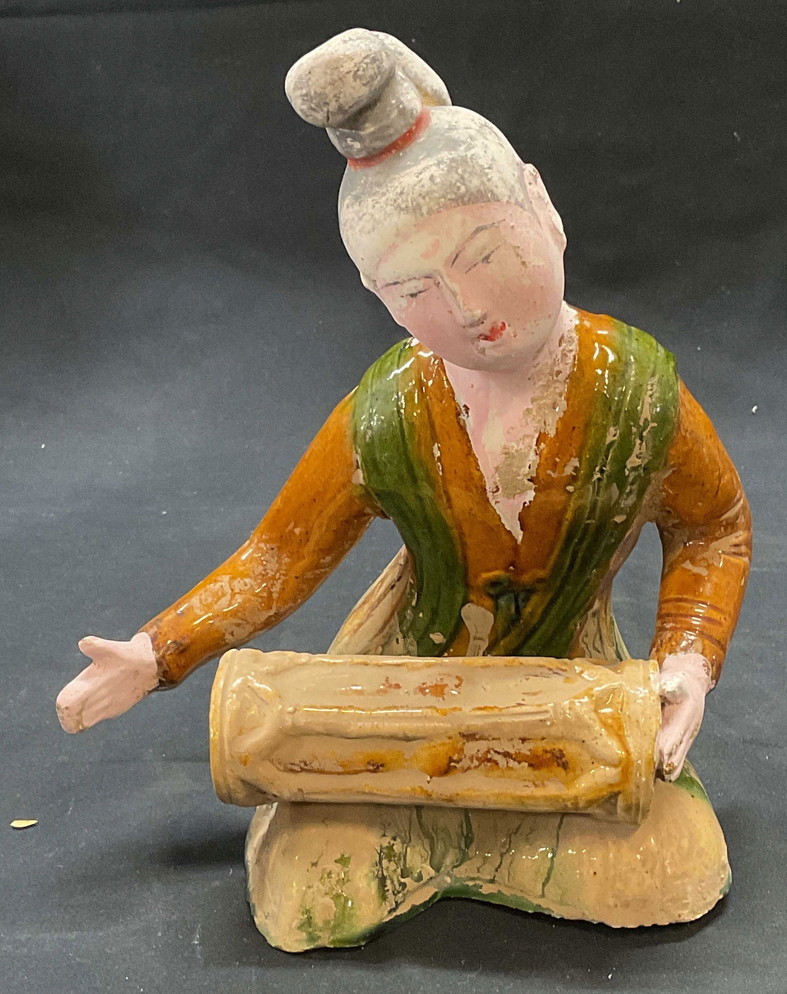 Vintage Asian Ceramic Woman Playing Drum Figural (1 of 6)