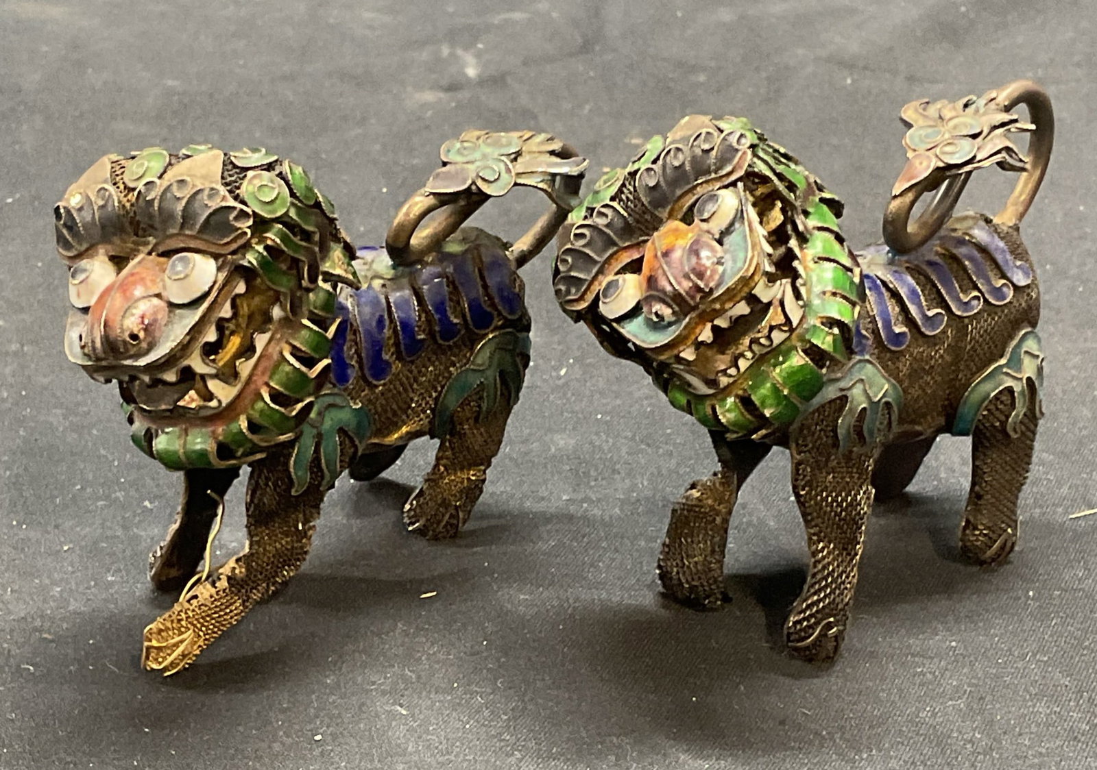 Pair Vintage Sterling Silver Foo Dog Figurals (1 of 7)