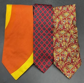 3 Vintage Patterned Ties, Christian Dior France +