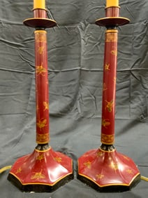 BRUNSCHWIG & FILS Pr Asian Candlestick Table Lamps