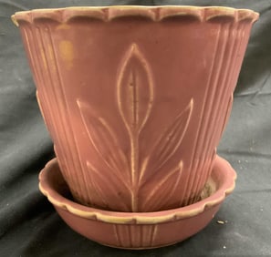Majolica Style Ceramic Planter Pink USA