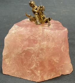 Salvatore Raciti Gilt Cherub Figural on Quartz