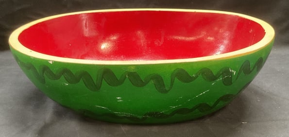 Wood Hand Painted Watermelon Bowl
