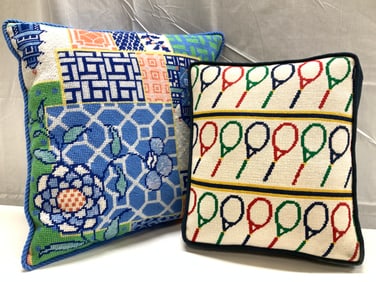 2 Handmade Needlepoint Pillows