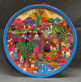 Hand Painted Ceramic Village Wall Plate