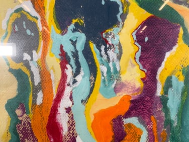 Framed Abstract Brushstroke Acrylic Painting