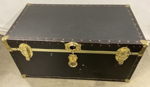 Vintage Black Wooden Travel Trunk