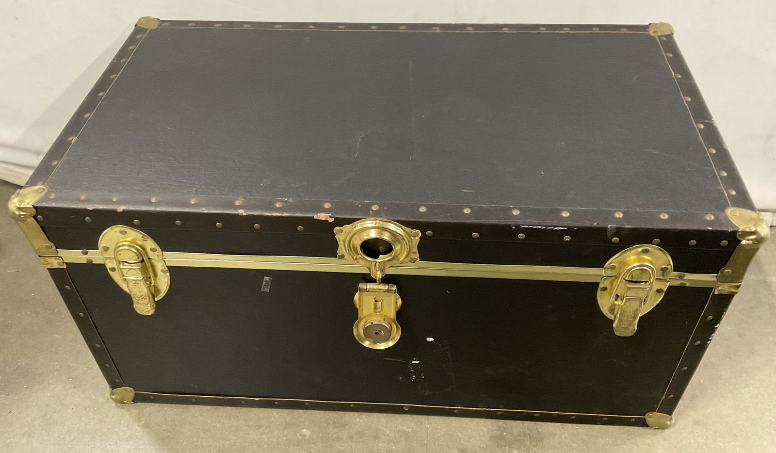 Vintage Black Wooden Travel Trunk (1 of 9)