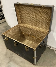 Vintage Black Wooden Travel Trunk