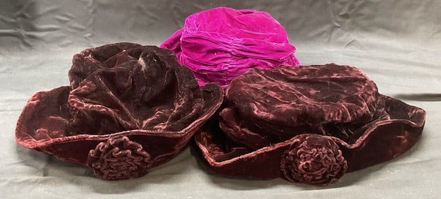 Lot 3 Vintage Purple Velvet Hats