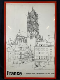 Henri Vincenot French Cathedral Lithograph