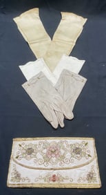 Lot 4 White Leather Gloves, Grandoe, Italy