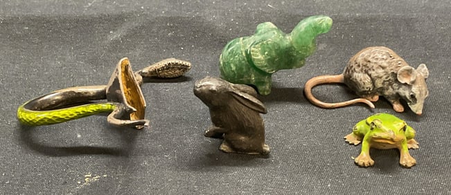 Lot 5 Metal & Stone Animal Figurals