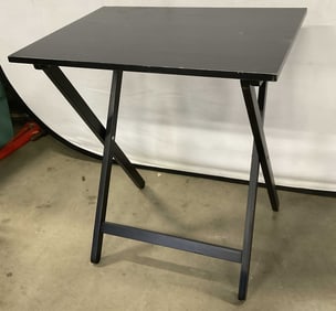Collapsible Black Wooden Side Table, Romania
