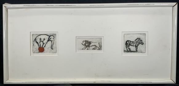Framed & Signed Ltd Ed. Circus Animals Woodcuts