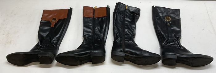 Lot 2 Tommy Hilfiger Black Leather Boots