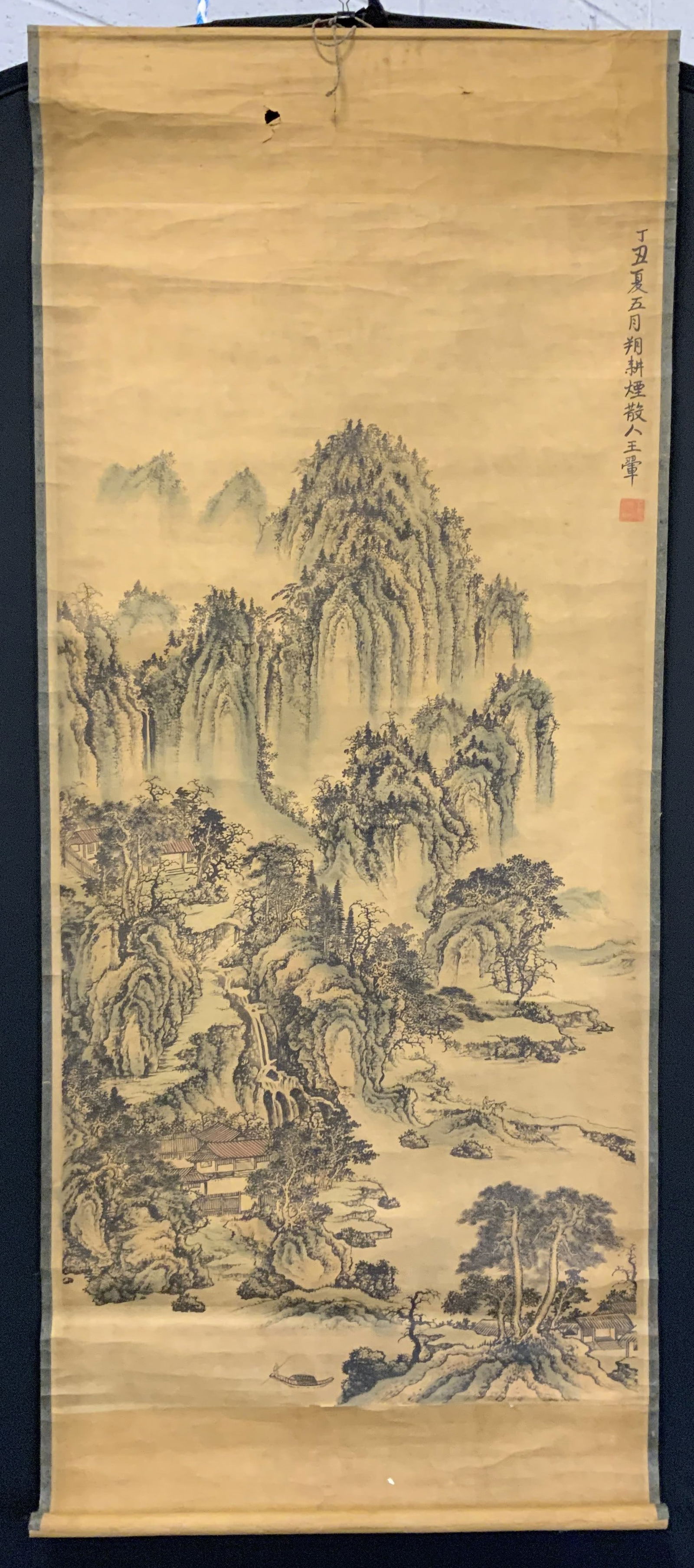 Asian Landscape Scroll Litho Wall Hanging 63in (1 of 13)