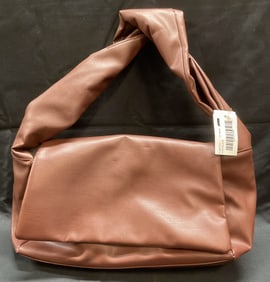 Brown Faux Leather Handbag, New w Tag