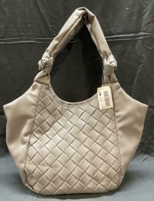 Grey Woven Faux Leather Handbag NWT
