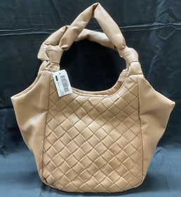 Tan Woven Faux Leather Handbag NWT