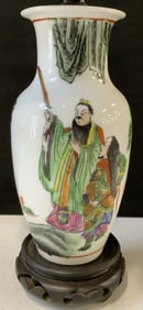 Vintage Asian Porcelain Table Lamp W Shade